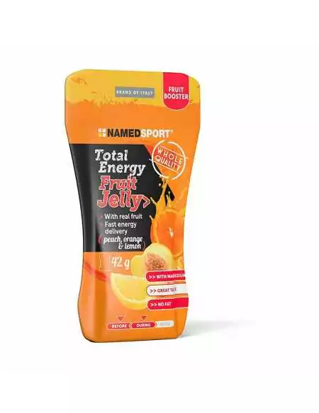 GEL NAMEDSPORT TOTAL ENERGY FRUIT JELLY AVANT/PENDANT PÊCHE-ORANGE-CITRON 42 g (28 UNITÉS)