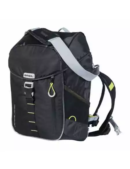 SACOCHES BASIL MILES DAYPACK NORDLICHT POLYESTER IMPERMÉABLE NOIRES/LIME (31x17x44 cm) 17 LITRES