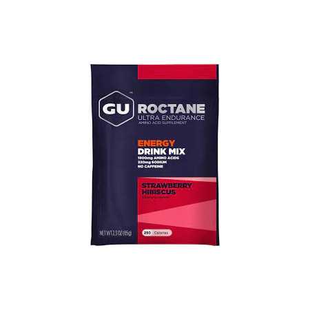 Poudre boisson energétique gu roctane fraise/hibiscus sachet 65g