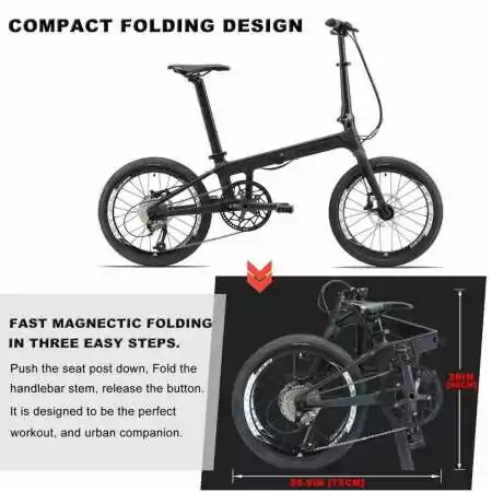 Kbon – Mini vélo pliable Portable en Fiber de carbone T800, 20