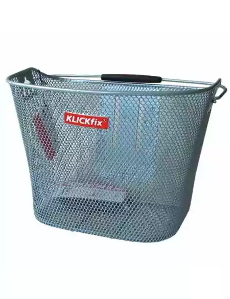 PANIER AVANT KLICKFIX MAILLE ÉTROITE AVEC ADAPTATEUR ARGENT 16 LITRES